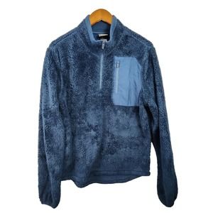 Champion Womens Small 1/4 Zip Pullover Faux‎ Sherpa Cozy Soft Blue Pocket